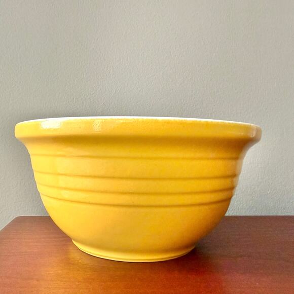 Rare Over and Back Large Yellow Ribbed Stoneware Nesting Mixing Bowl OB3 - Picture 7 of 10
